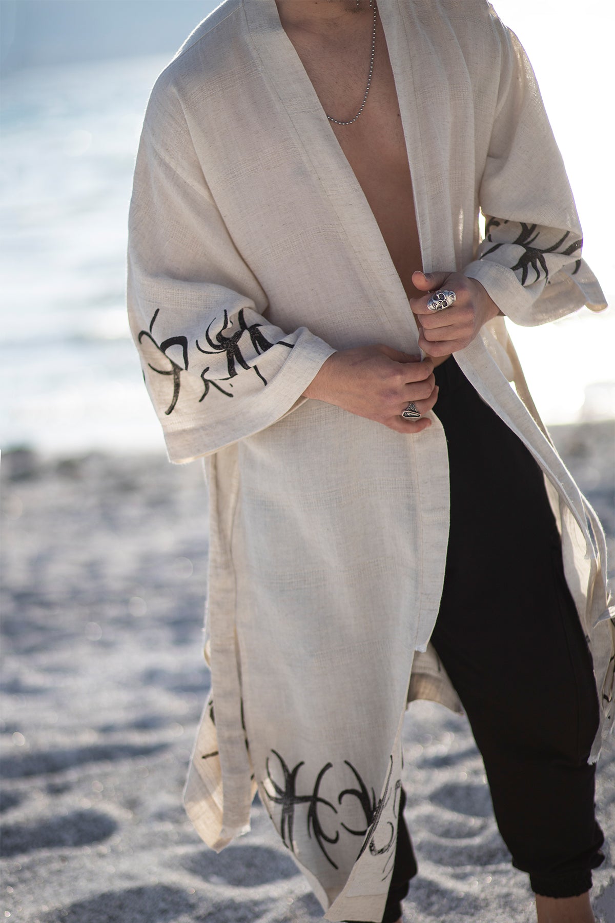 Mare Kimono - Stone-Printed Linen Hemp Blend
