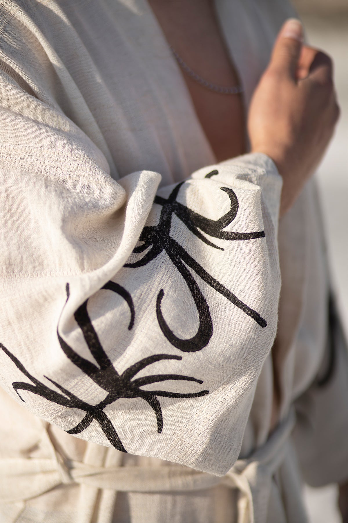 Mare Kimono - Stone-Printed Linen Hemp Blend