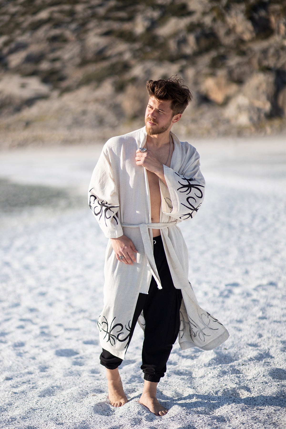 Mare Kimono - Stone-Printed Linen Hemp Blend