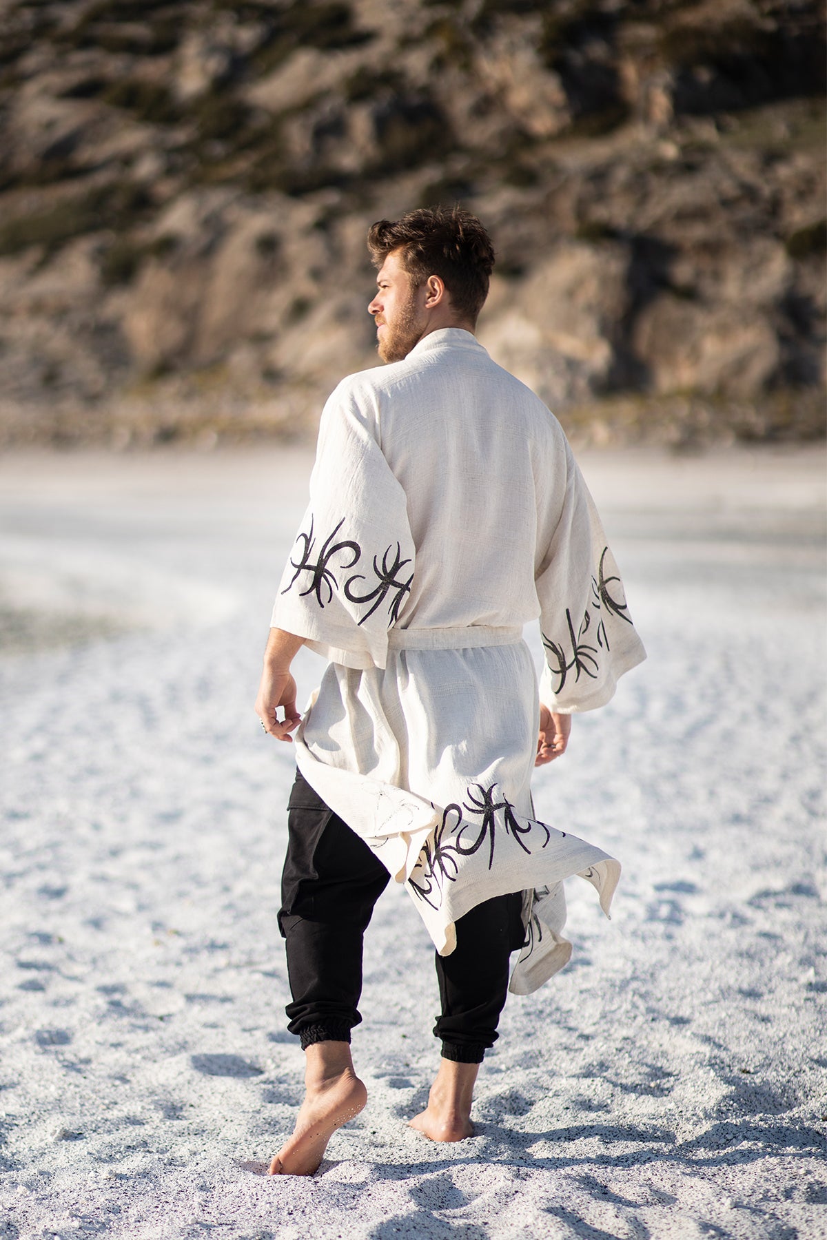 Mare Kimono - Stone-Printed Linen Hemp Blend