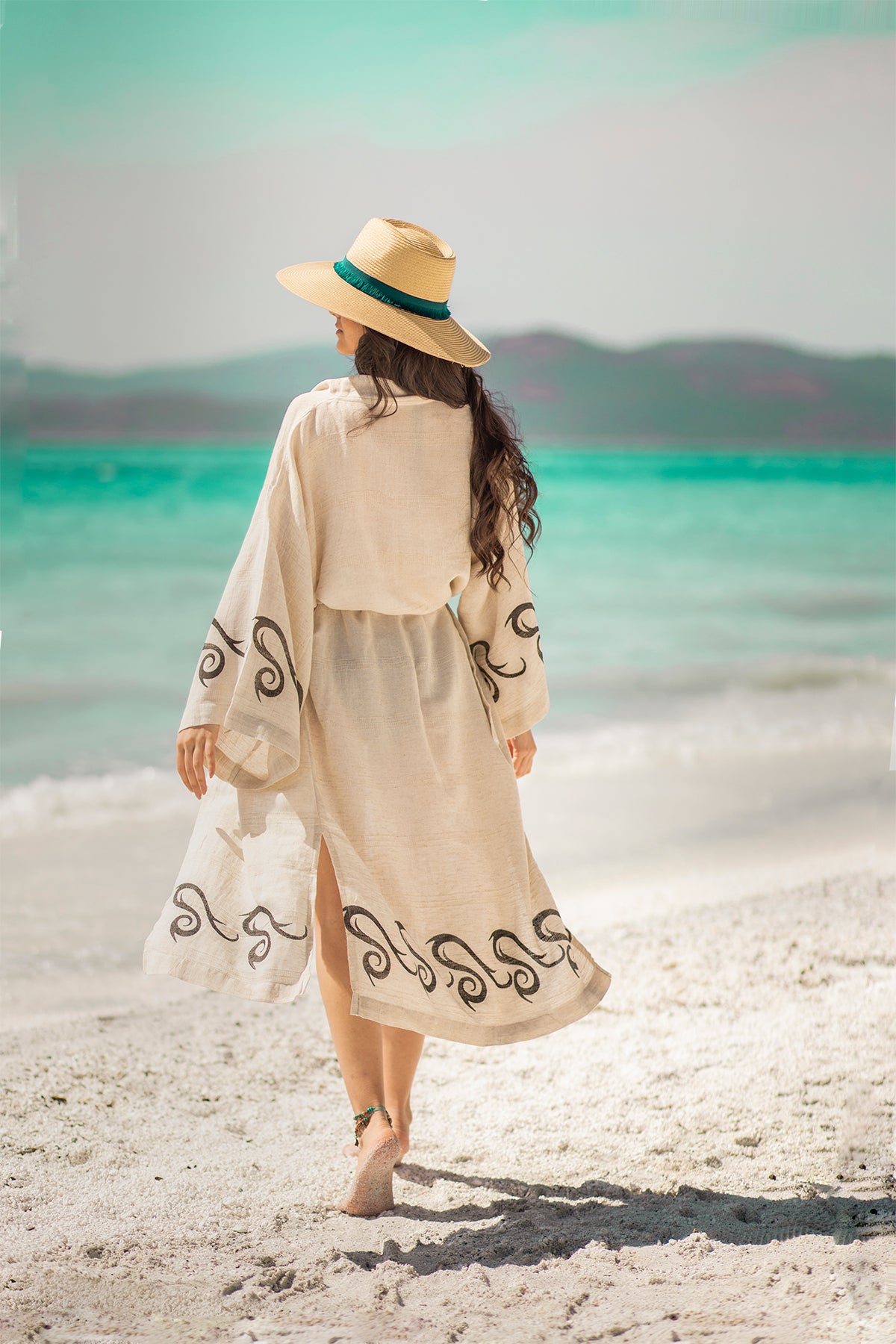 Mare Kimono - Stone-Printed Linen Hemp Blend