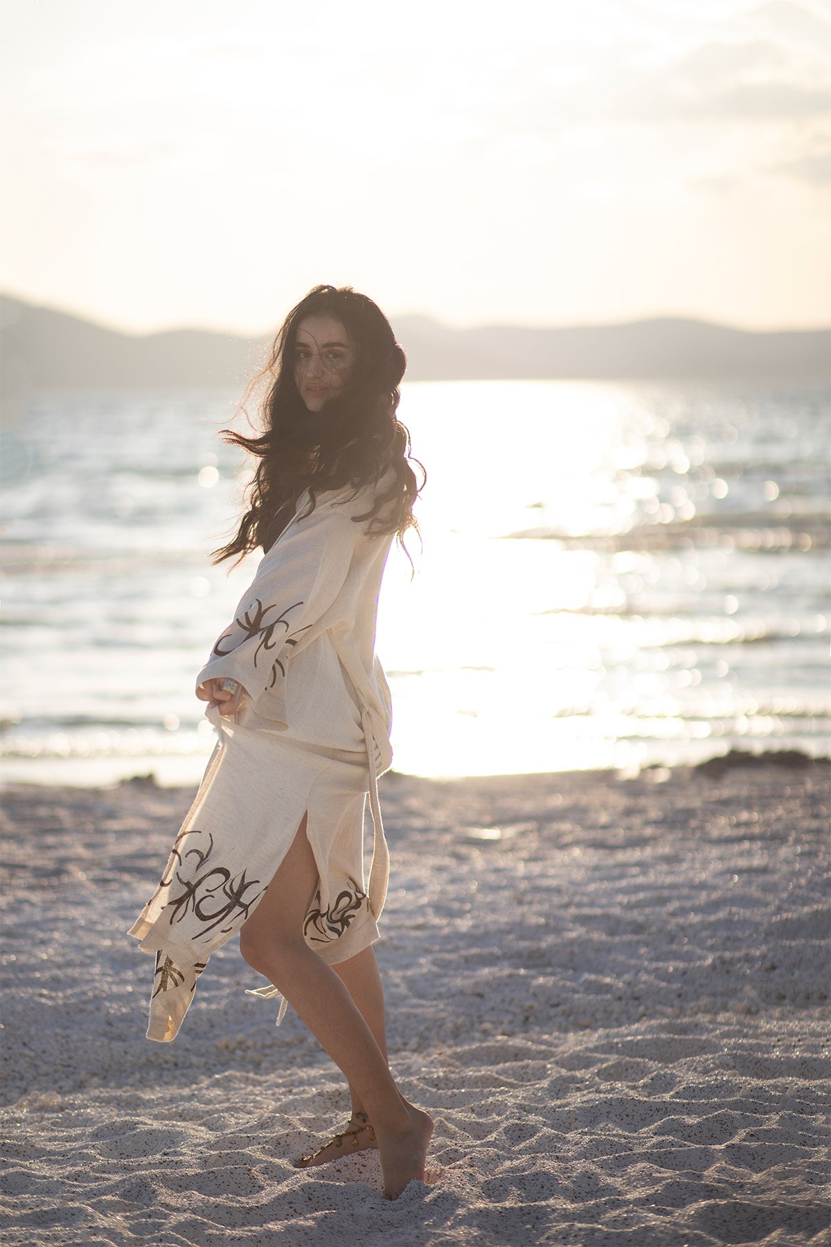 Mare Kimono - Stone-Printed Linen Hemp Blend
