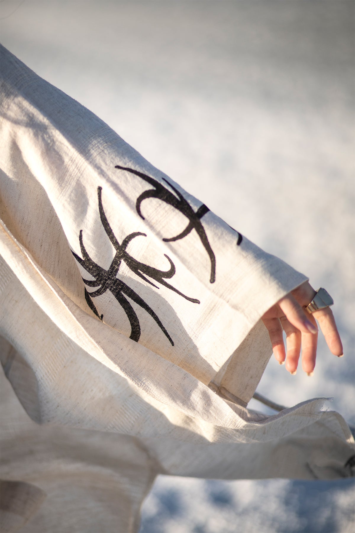 Mare Kimono - Stone-Printed Linen Hemp Blend