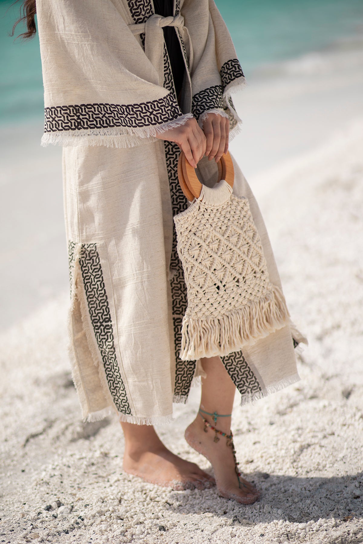 Larisa – Stone-Printed Kimono in Hemp & Linen Blend
